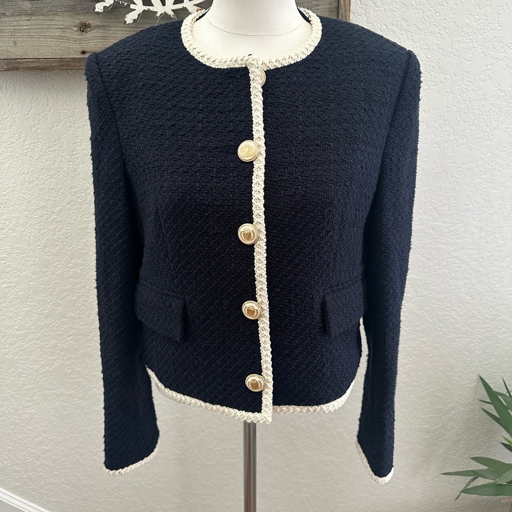 Veronica Beard Mabel‎ Navy and Cream Blazer Jacket ladies size 10 NWT